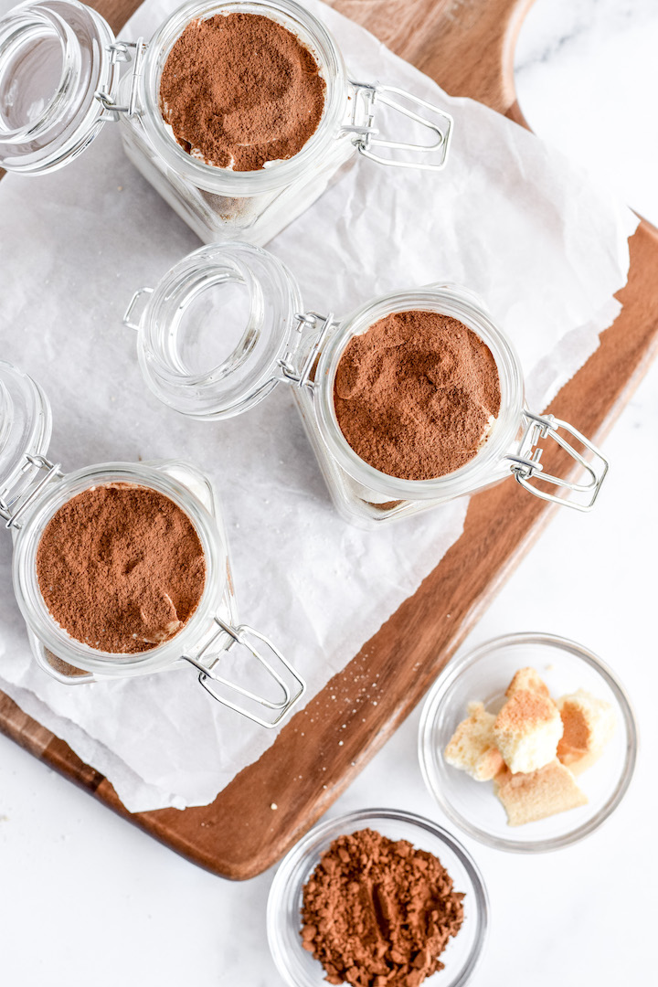 These gluten-free and dairy-free tiramisu jars are a perfectly portioned healthy dessert. With the flavour of a classic Italian dessert, and the ease of using pantry staples, this easy dessert recipe is sure to be a hit with your family and friends!