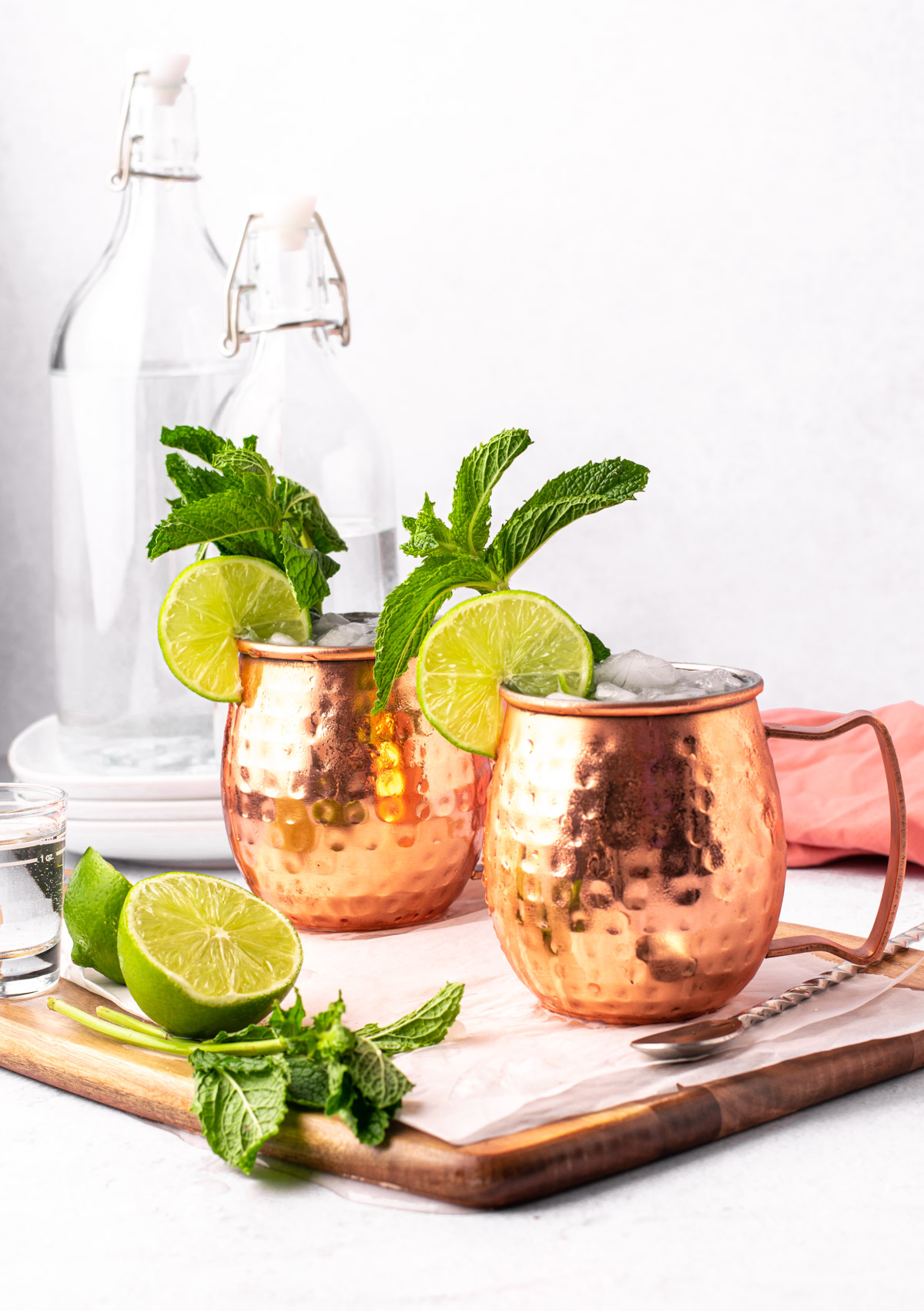 2 moscow mules in copper cups