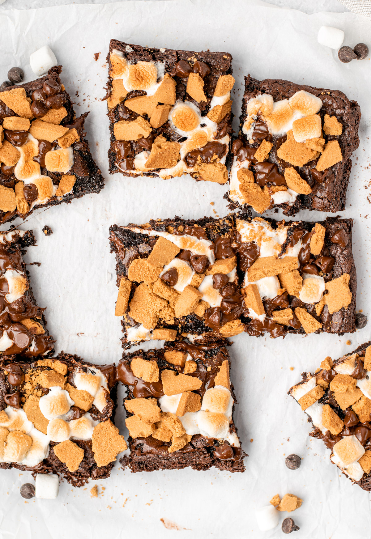 scattered s'mores brownies