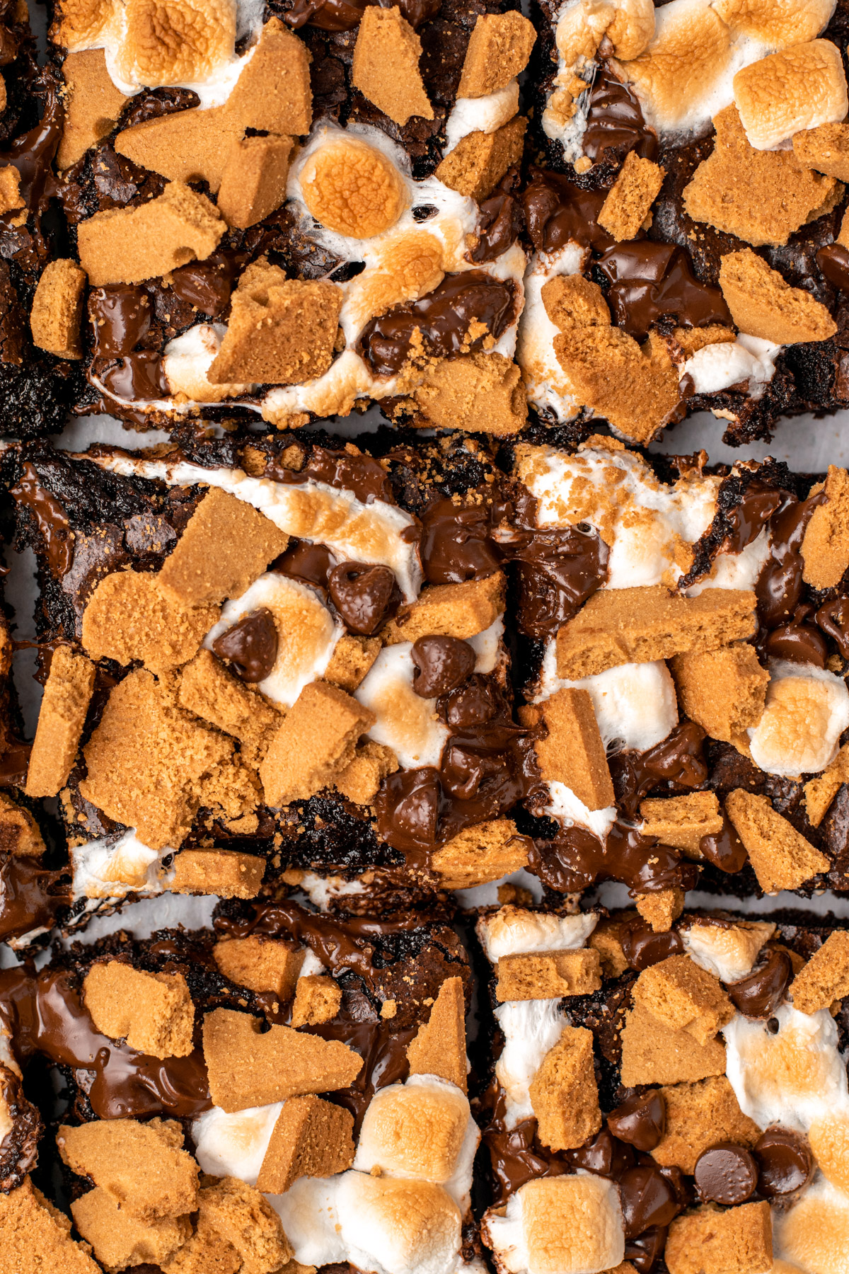 close up of s'mores brownies texture