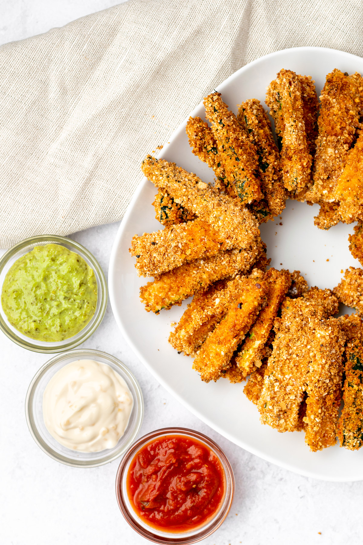 zucchini fries with 3 dipping sauces