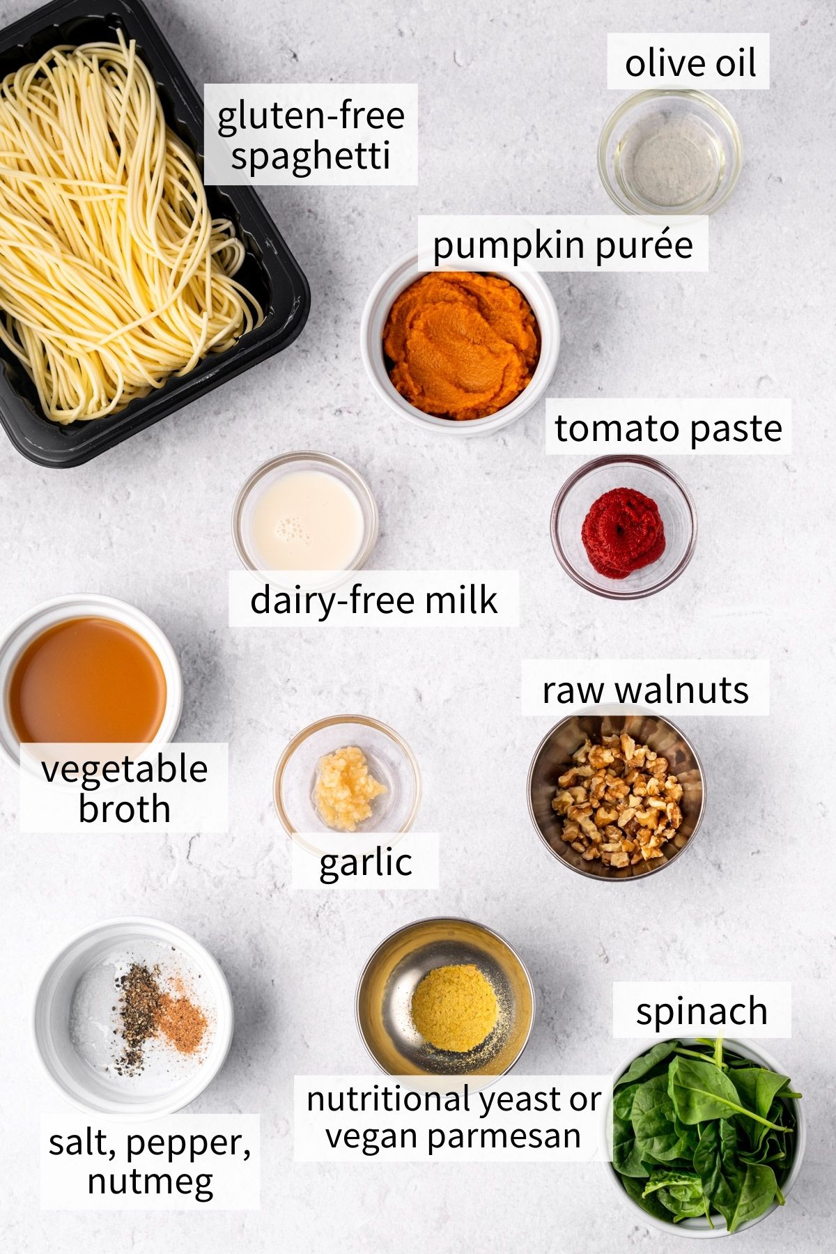 ingredients to make vegan pumpkin pasta sauce