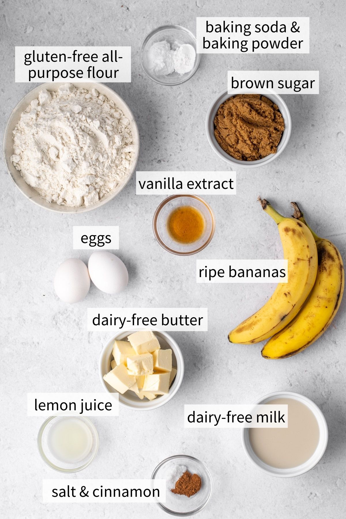 ingredients for gluten free banana cake