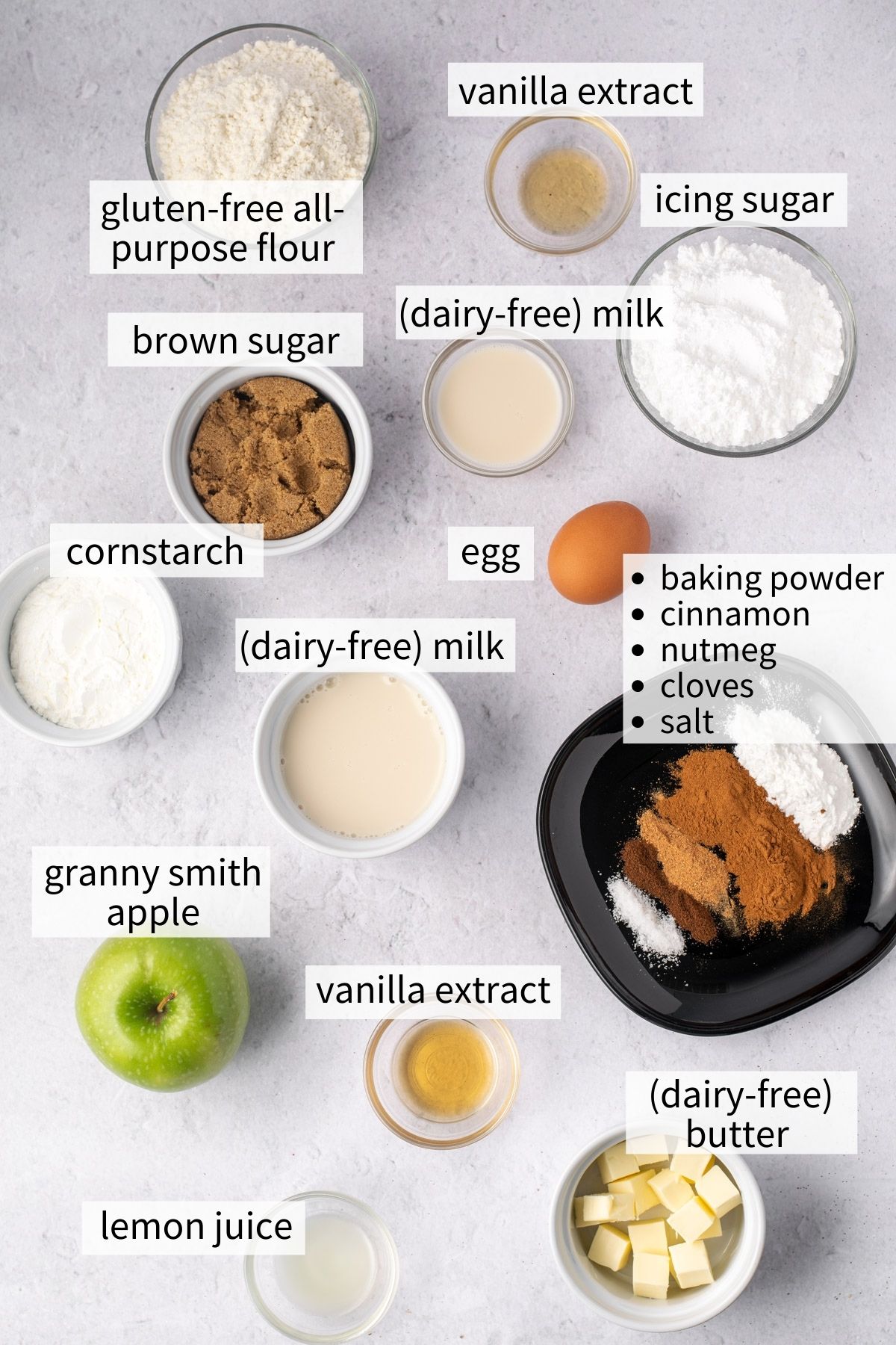 ingredients to make gluten free baked apple fritters