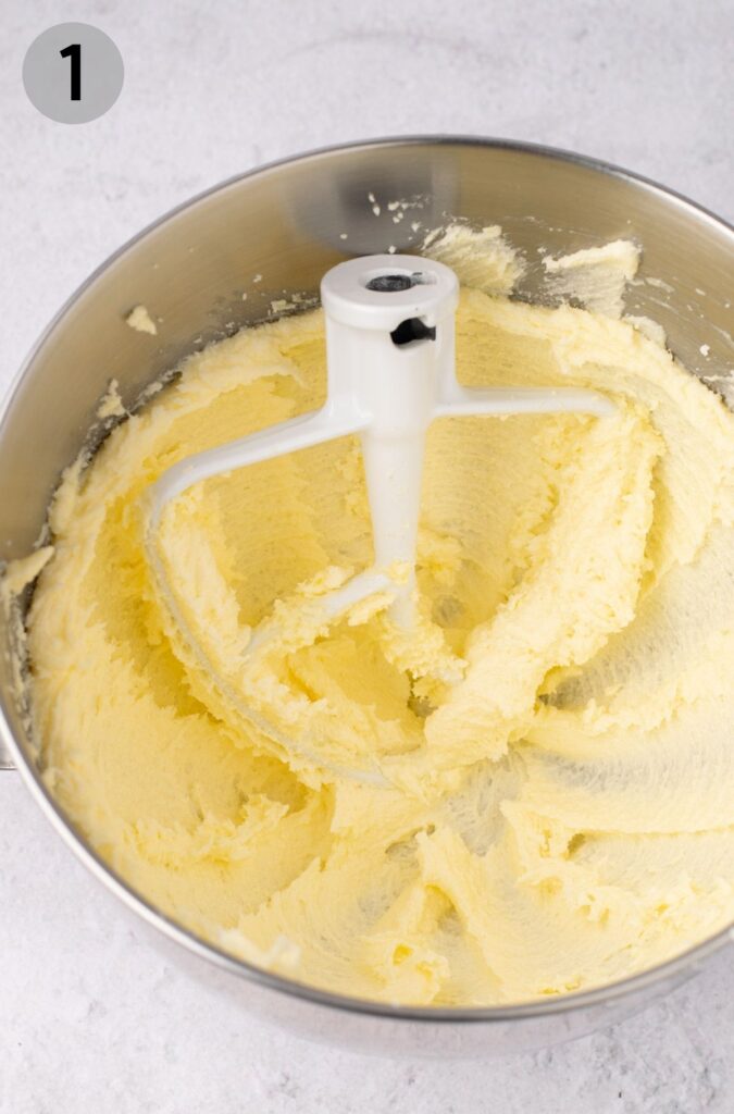 beaten butter and sugar in a bowl