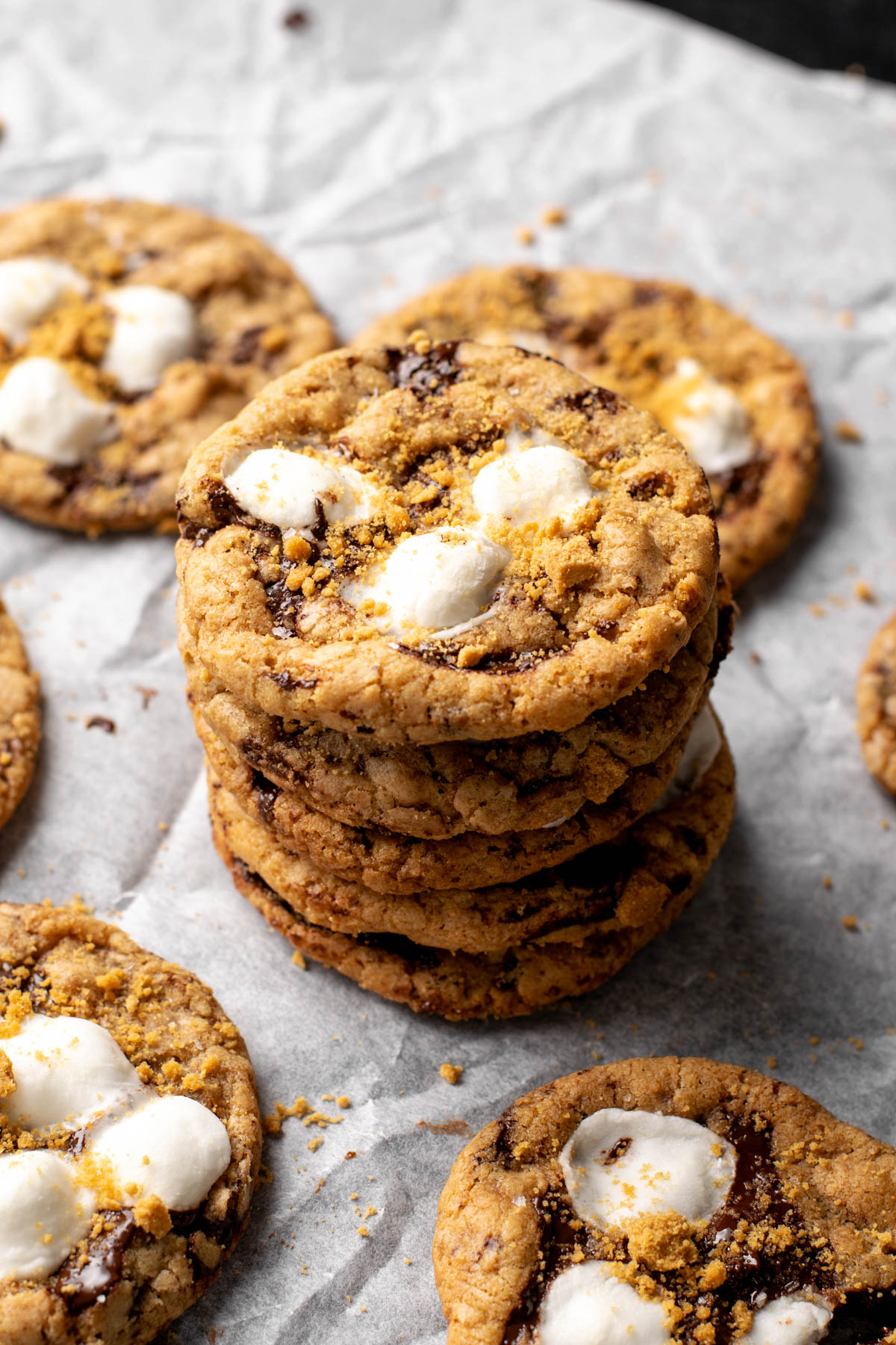 stack of gluten free s'mores cookies