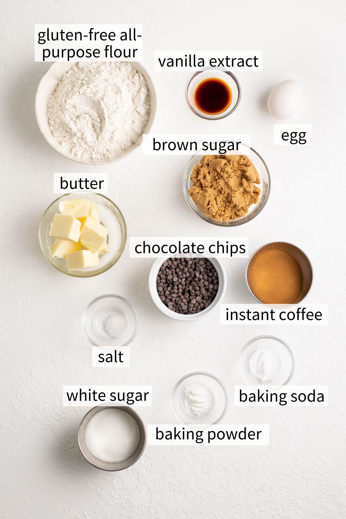 ingredients needed to make coffee cookies.