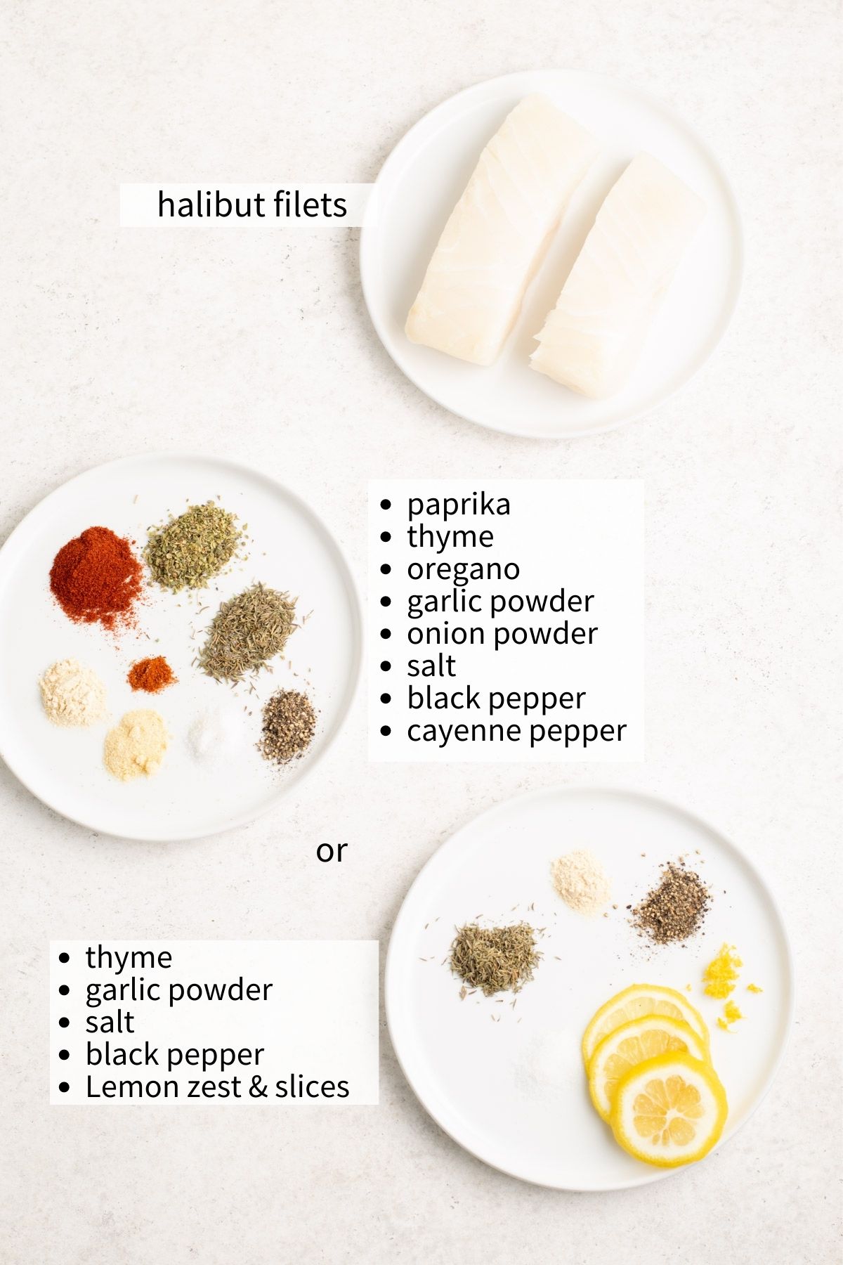 ingredients to make air fryer halibut.