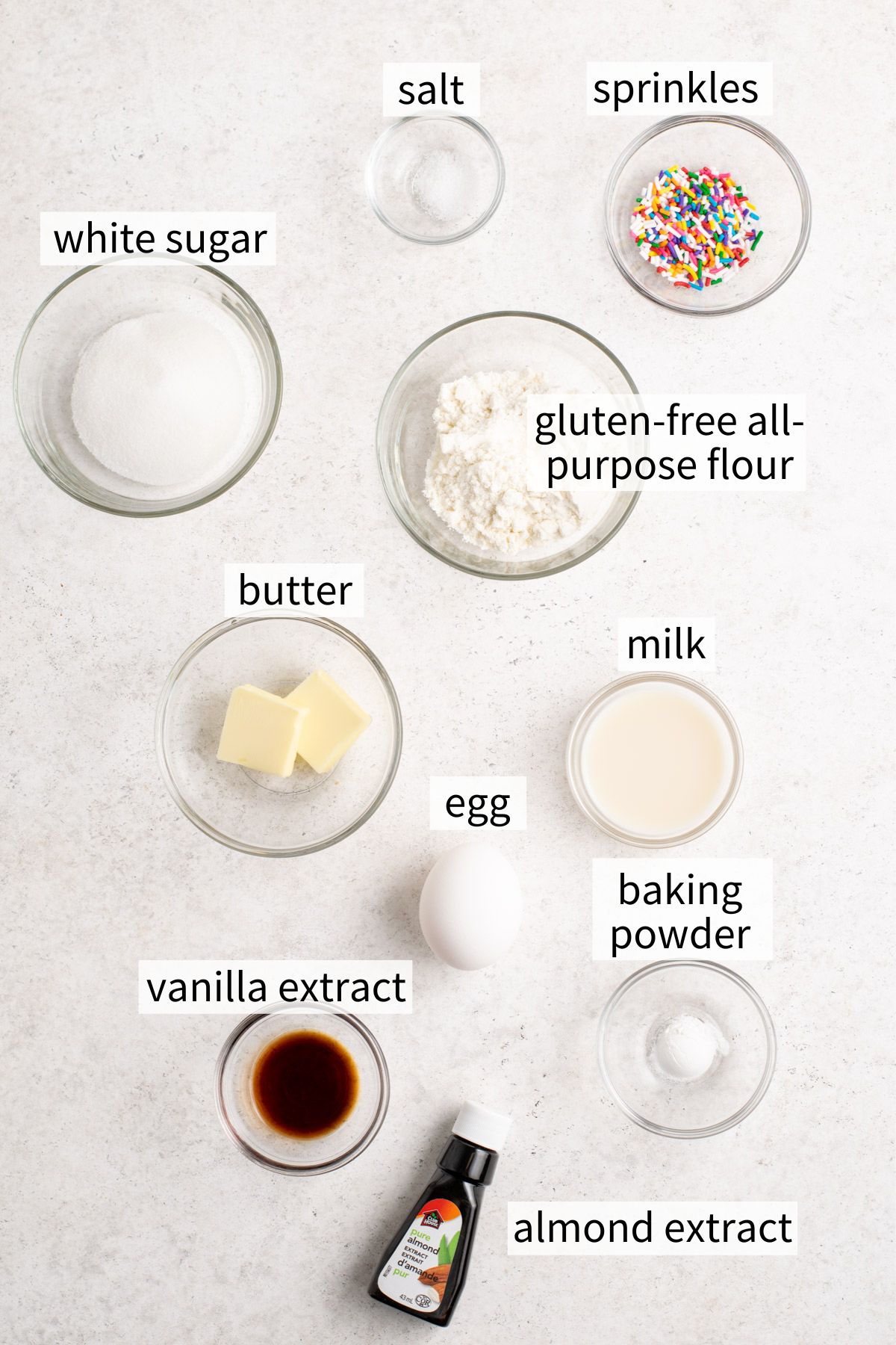 ingredients to make a gluten free mug cake.