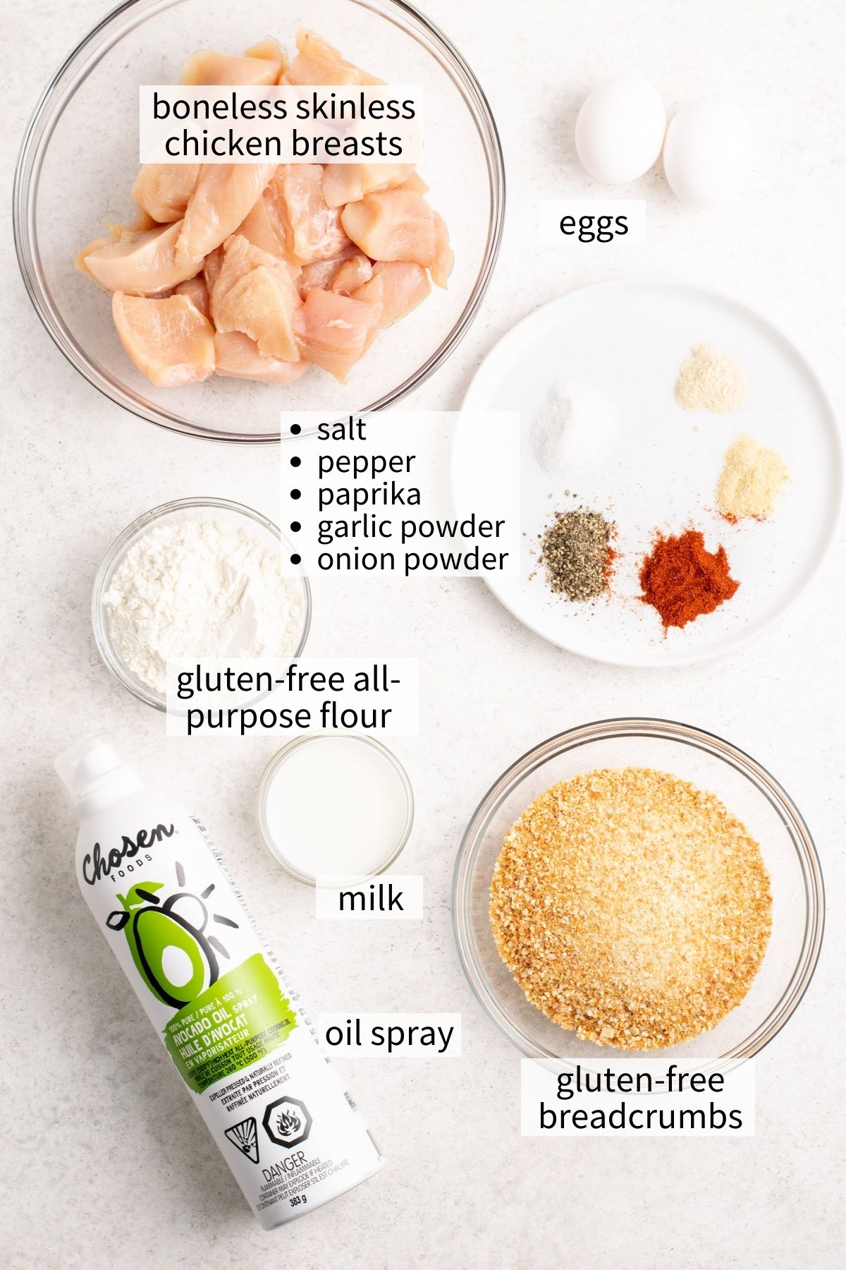 ingredients to make gluten free chicken nuggets