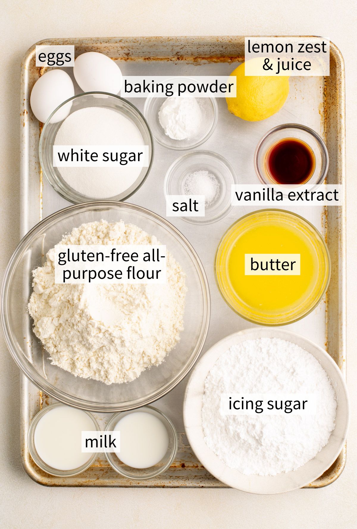 ingredients to make gluten free lemon cookies
