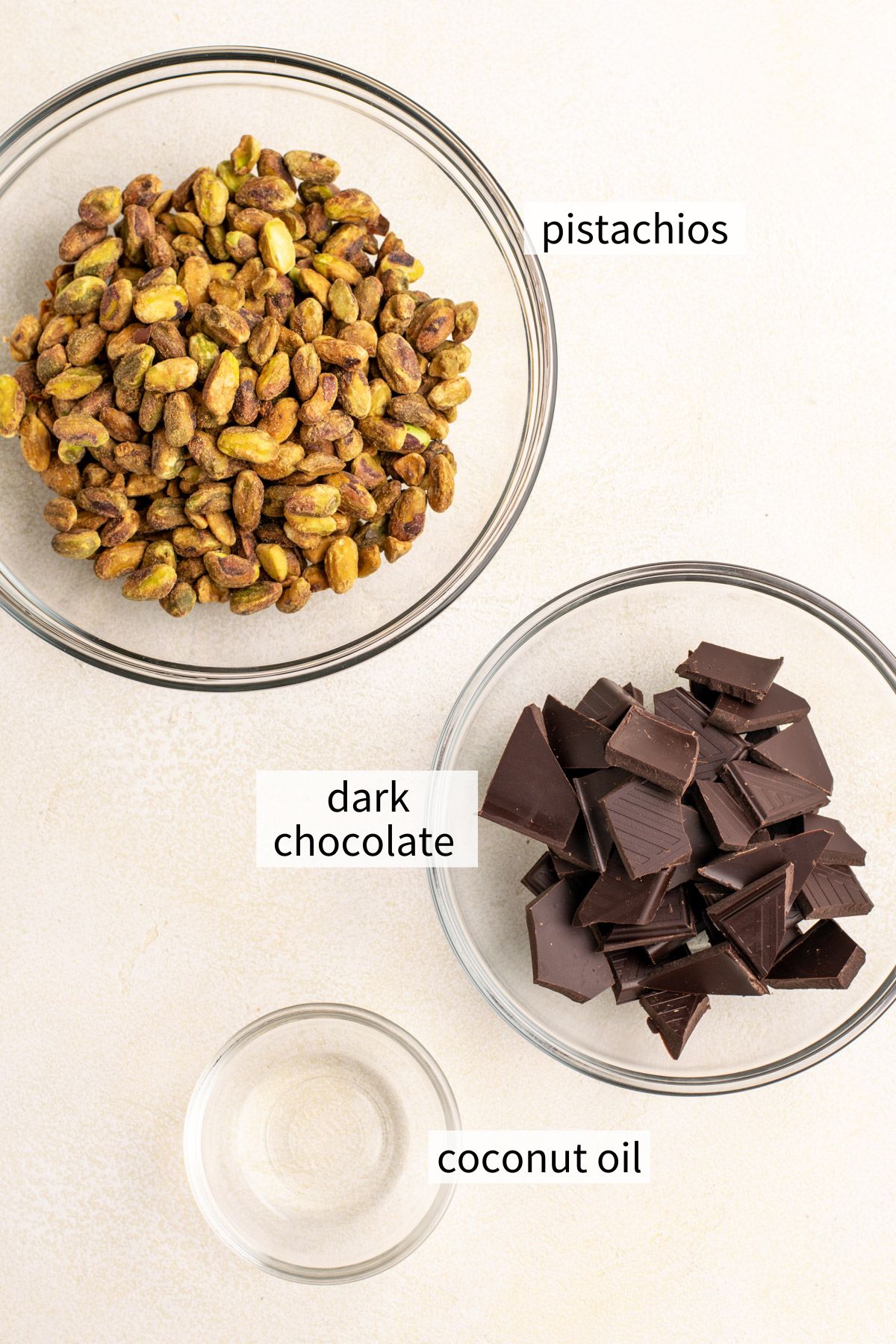 ingredients to make chocolate covered pistachios.