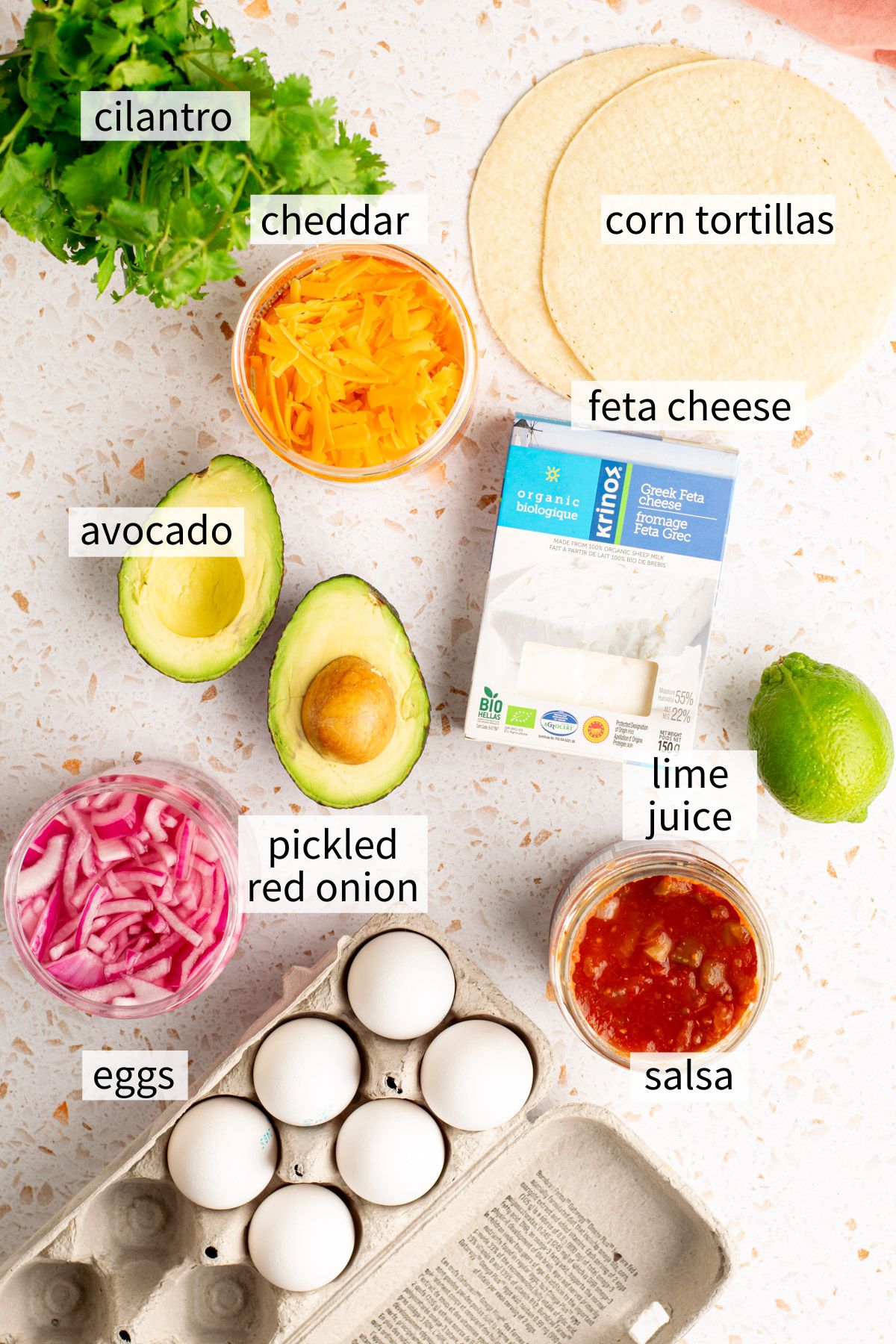 ingredients to make breakfast tacos.