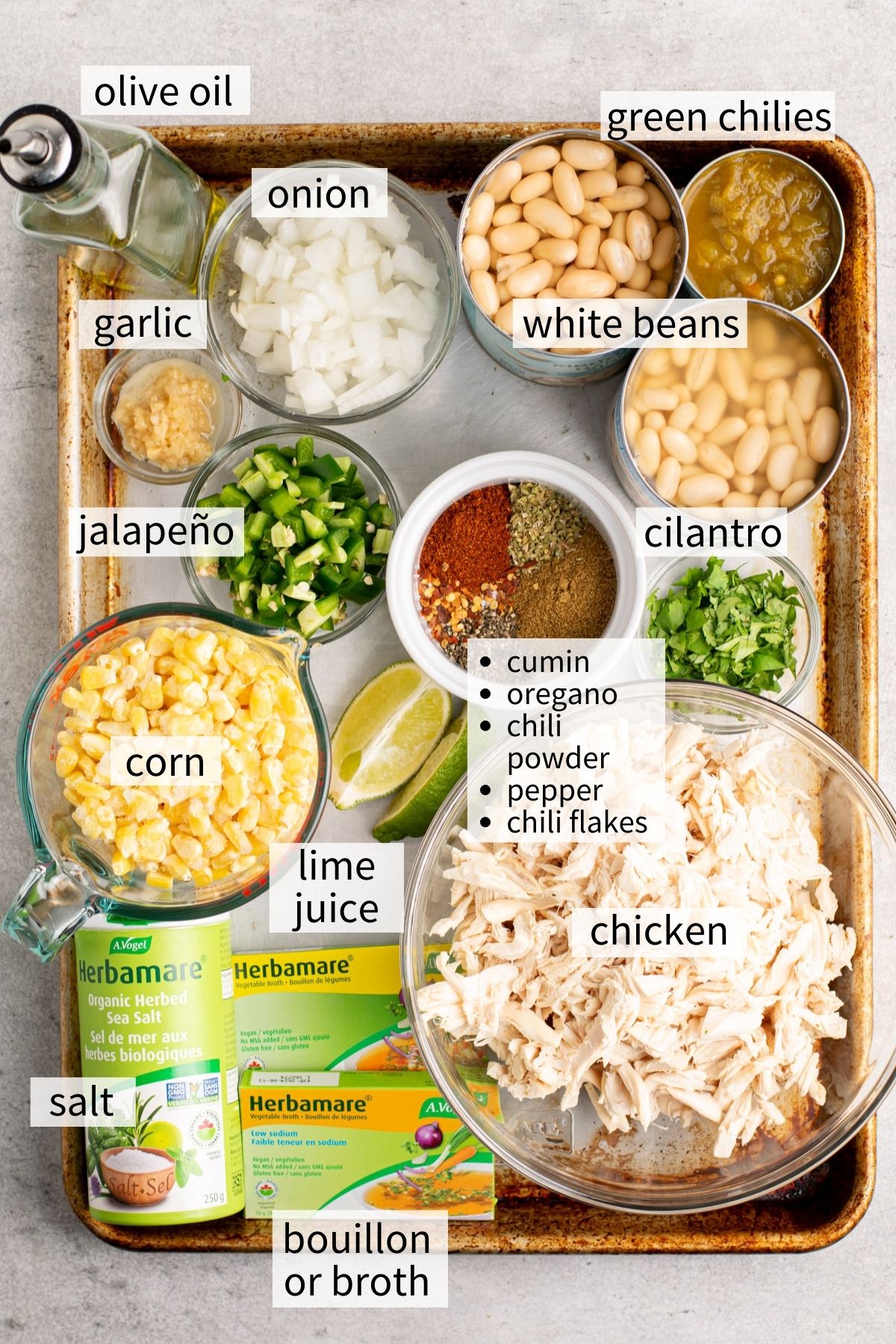 ingredients to make white chicken chili.