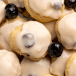 close up of amarena cherry and ricotta cookies.