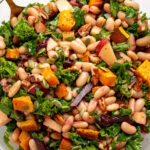 fall harvest dense bean salad close up.