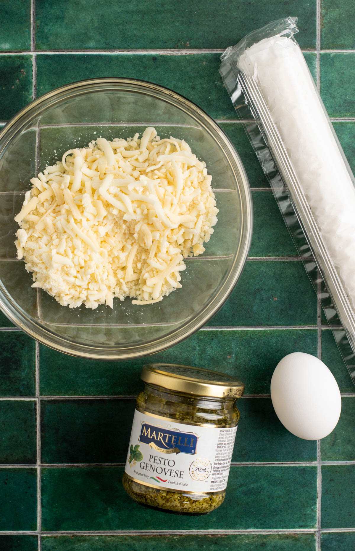 ingredients to make pesto puff pastry trees.