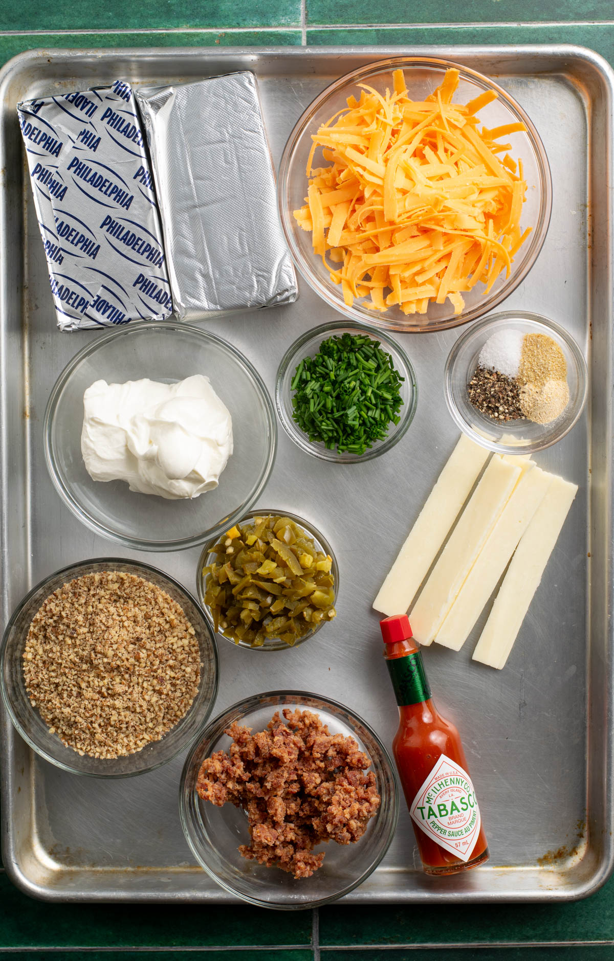 ingredients to make a football cheese ball.